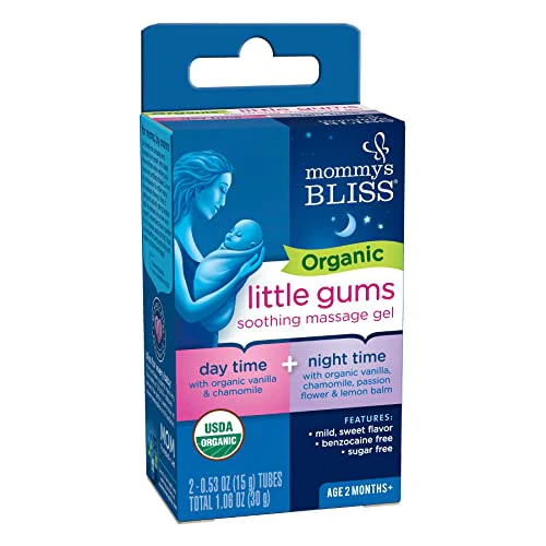 Mommy's Bliss Organic Little Gums Soothing Massage Gel Day and Night Combo, Great for Teething Babies, Age 2 Months+, Sugar Free, Mild & Sweet Flavor, 2 - 0.53 Oz Tubes (Pack of 1) - Image 8
