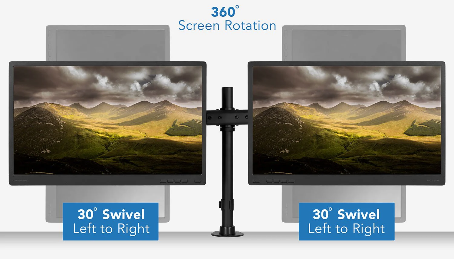 Mount-It! Dual Monitor Mount | Double Monitor Desk Stand Arm | Fits 2 Computer Screens 17 19 20 21 22 24 27 Inch | Two VESA 75 100 Compatible Displays | C-Clamp and Grommet Bases Included - Image 4