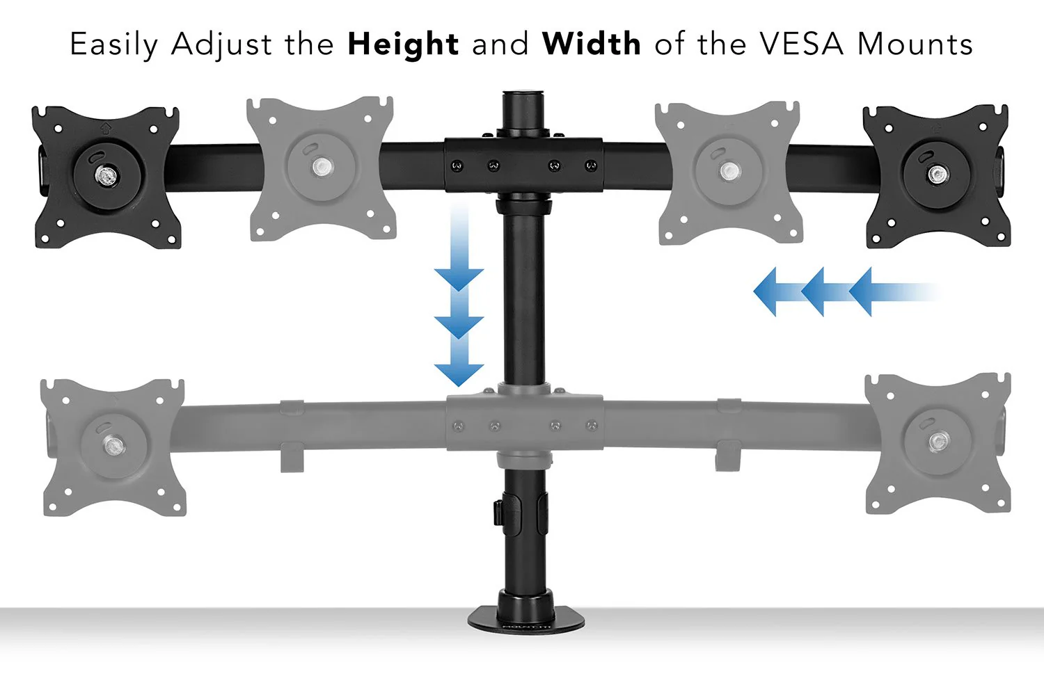 Mount-It! Dual Monitor Mount | Double Monitor Desk Stand Arm | Fits 2 Computer Screens 17 19 20 21 22 24 27 Inch | Two VESA 75 100 Compatible Displays | C-Clamp and Grommet Bases Included - Image 6