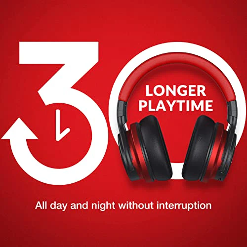 MOVSSOU E7 Active Noise Cancelling Headphones Bluetooth Headphones Wireless Headphones Over Ear with Microphone Deep Bass, Comfortable Protein Earpads, 30 Hours Playtime for Travel/Work, Black - Image 2