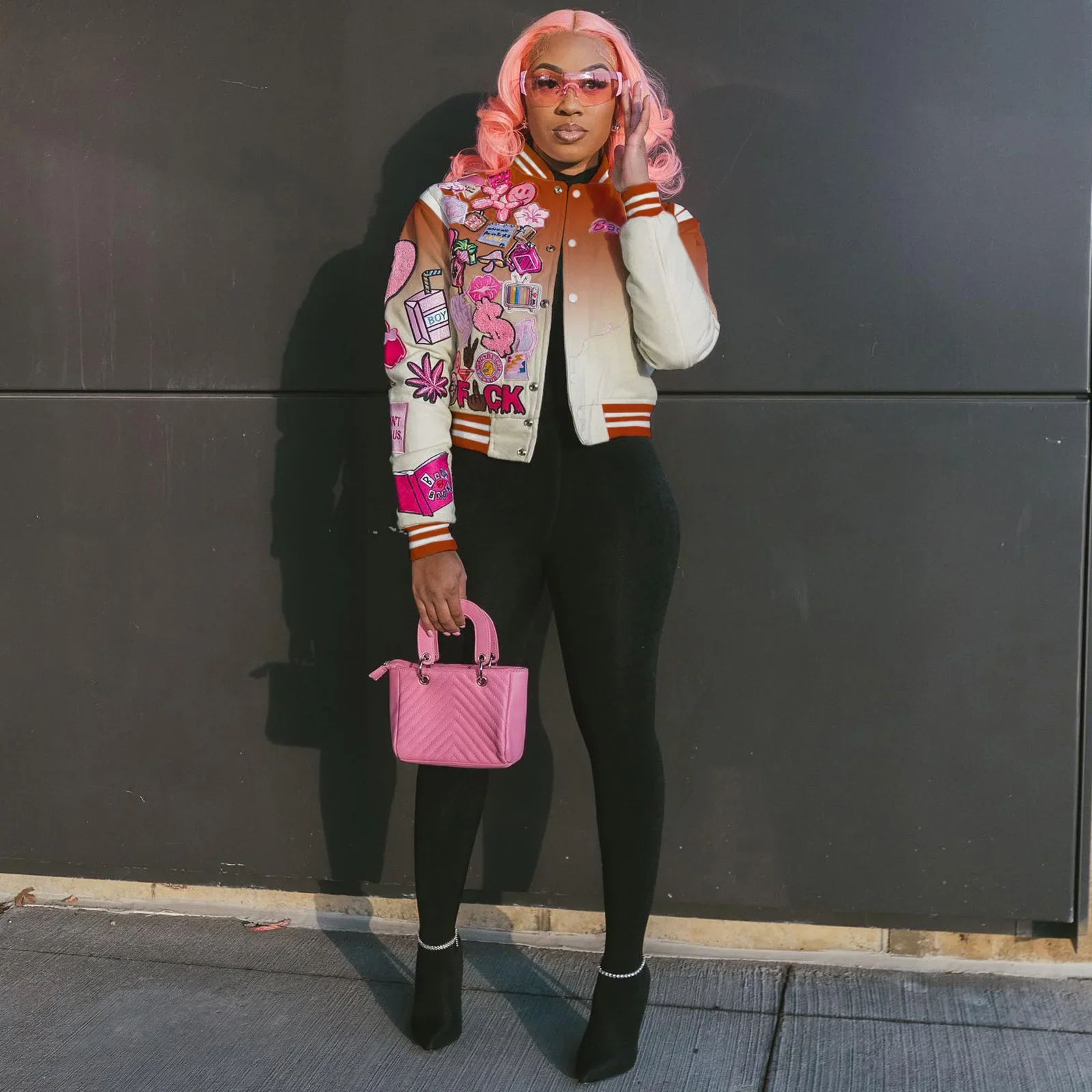 MUDAN Women's Baseball Gradient Fashion Design Letter Women's Sportswear Single-button Street Jacket Jogging 2023 Jacket - Image 11