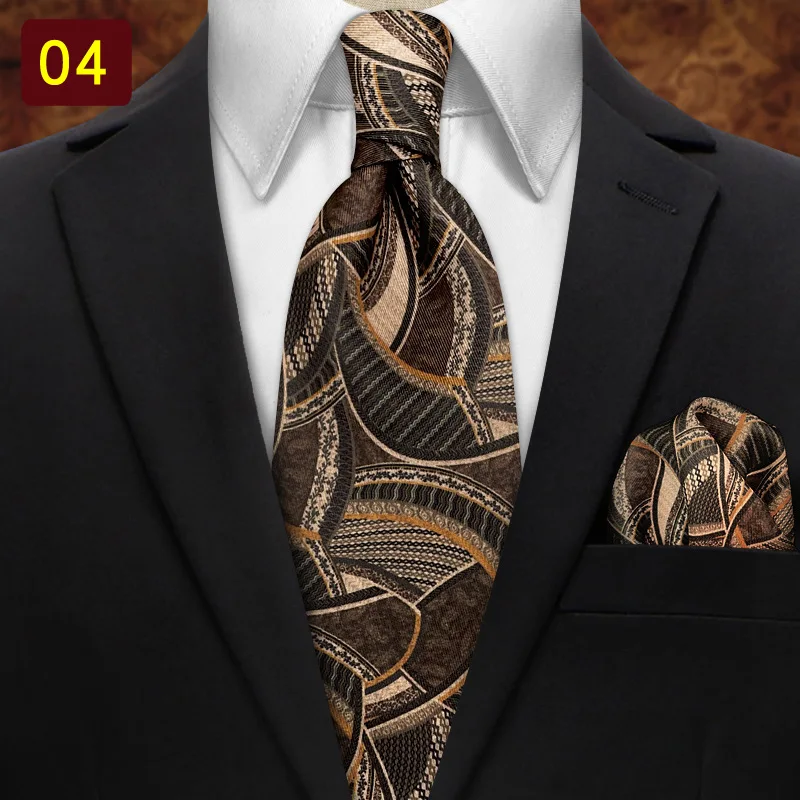 MUGIVALA 9CM Retro business banquet suit paisley vintage pattern tie pocket square set - Image 6