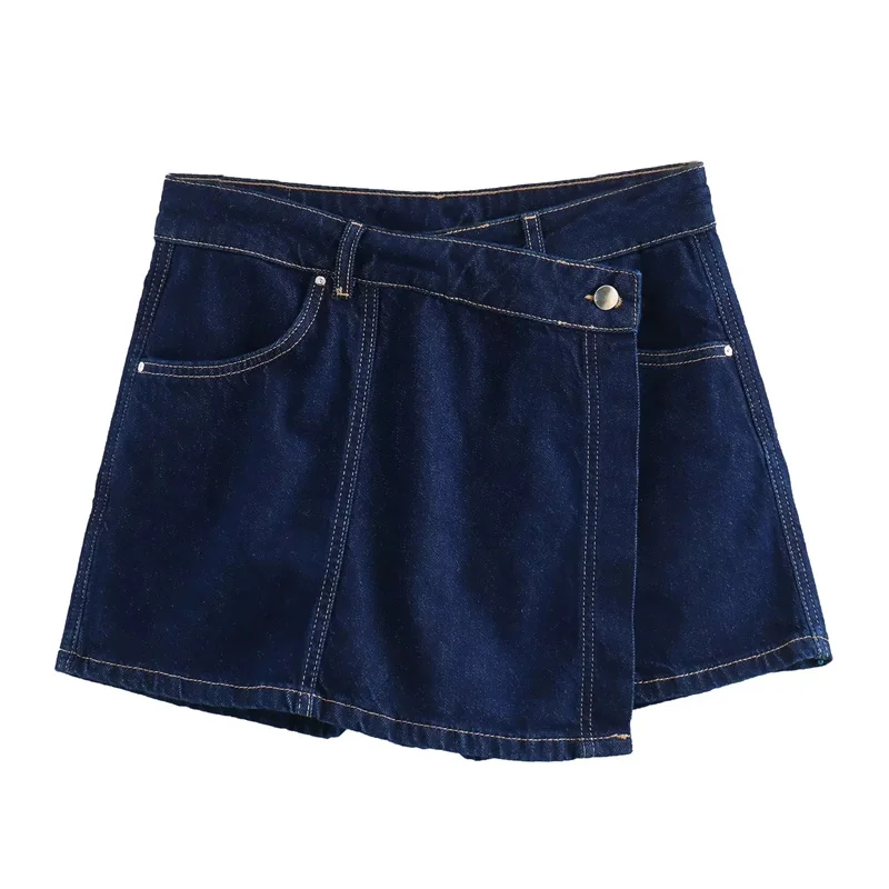 MUJER Blue Denim Shirt Woman Short Sleeve Cropped Shirt Women Summer Short Tops Woman Streetwear Y2k Stylish Women's Blouses - Image 8