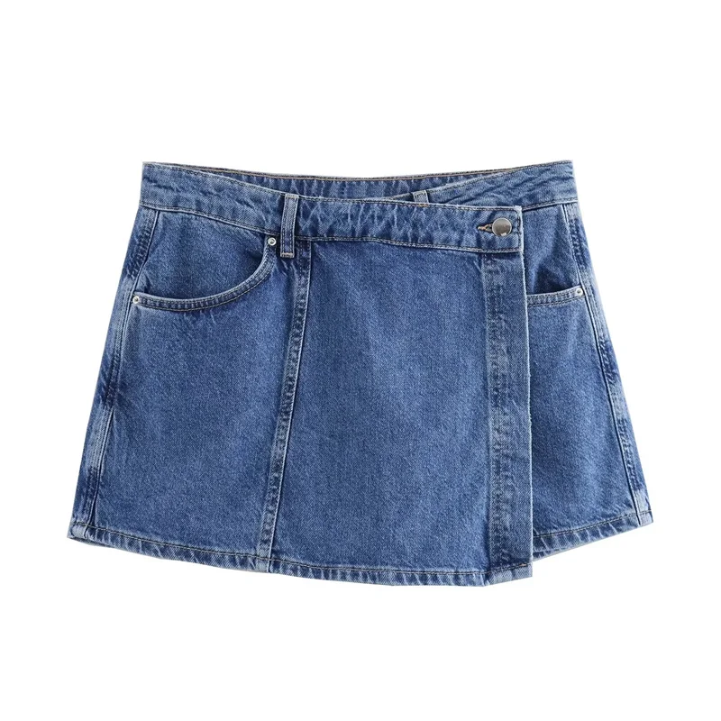 MUJER Blue Denim Shirt Woman Short Sleeve Cropped Shirt Women Summer Short Tops Woman Streetwear Y2k Stylish Women's Blouses - Image 9