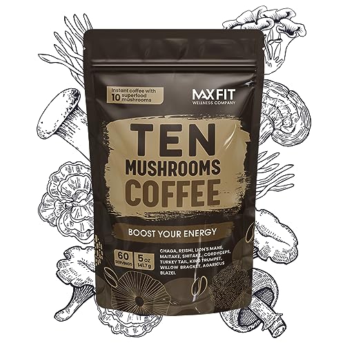 Mushroom Coffee Organic (60 Servings) 10 Mushrooms (Lion’s Mane, Cordyceps, Turkey Tail & Other) Mixed With Gourmet Arabica Instant Immune Boosting Coffee for Focus & Gut Health Support - Image 2