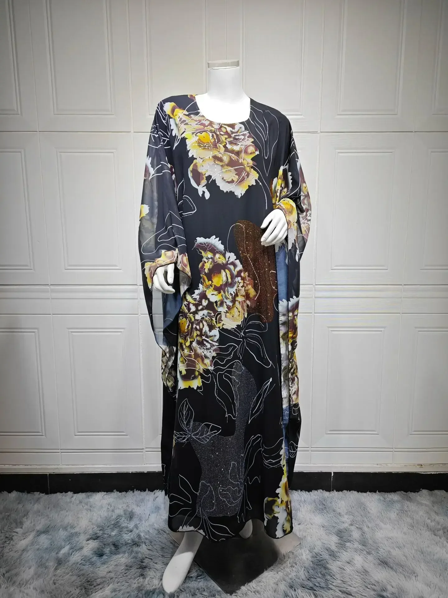 Muslim Dress for Women Chiffon Diamond Party Abaya Dresses Arab Long Robe Morocco Dubai Kaftan Vestidos Jalabiya Ramadan Eid - Image 6