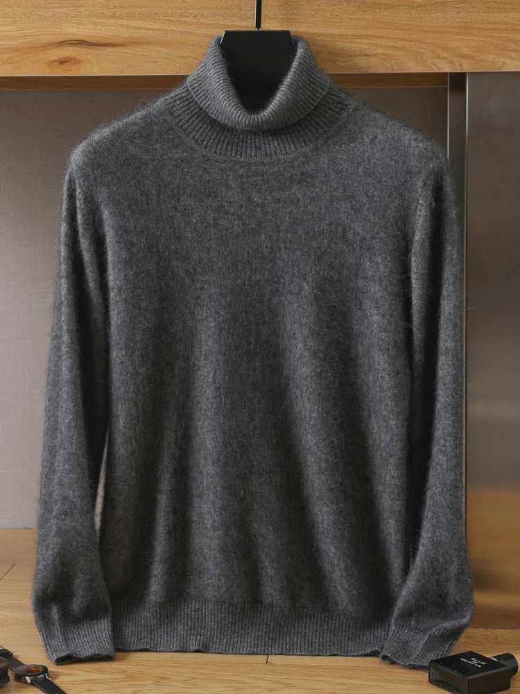 MVLYFLRT Men's 100% pure Mink velvet Cashmere Sweater High Lapels Pullovers Knitted Winter New Tops Long Sleeve High-End Jumpers - Image 14