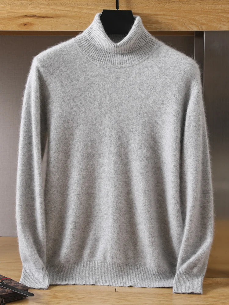 MVLYFLRT Men's 100% pure Mink velvet Cashmere Sweater High Lapels Pullovers Knitted Winter New Tops Long Sleeve High-End Jumpers - Image 16