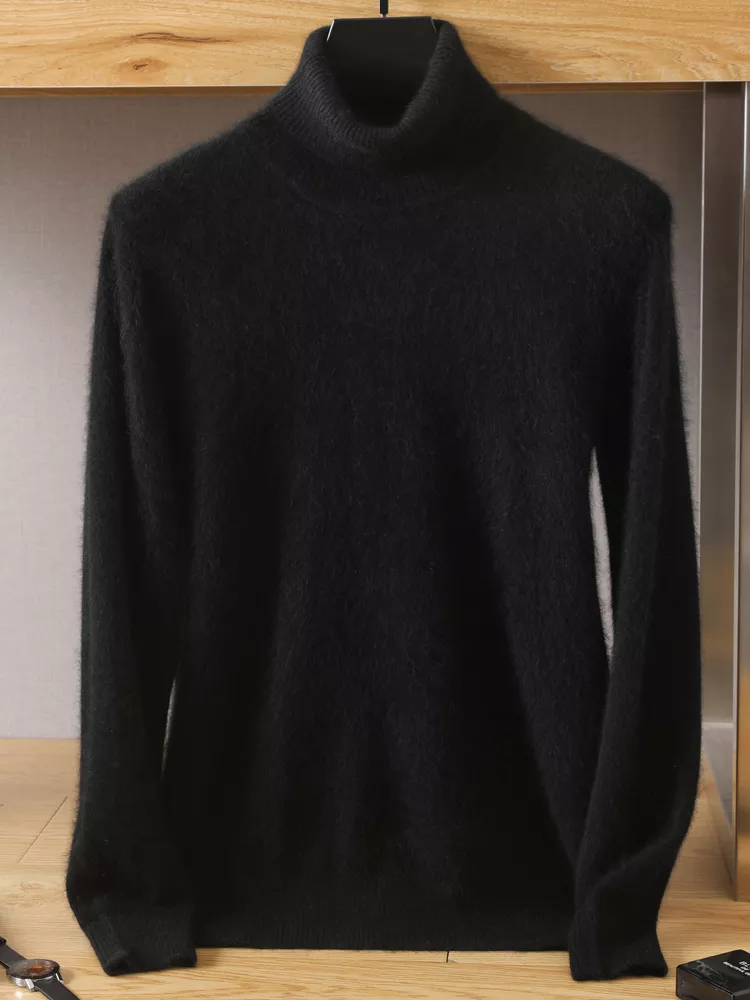 MVLYFLRT Men's 100% pure Mink velvet Cashmere Sweater High Lapels Pullovers Knitted Winter New Tops Long Sleeve High-End Jumpers - Image 8