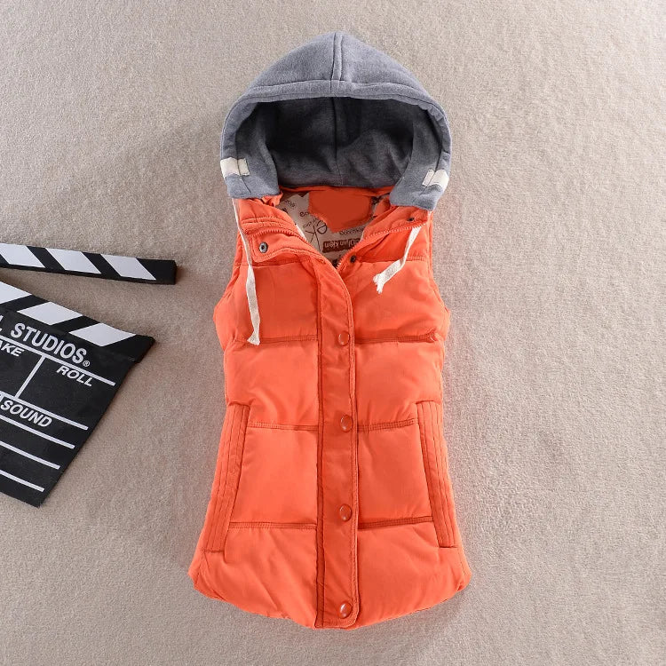 MyNewIn Warm Vest  Autumn Winter Women Casual Sleeveless Hooded Cotton Jacket Coral Velvet Female Coat Large Size 4XL Waistcoat - Image 3