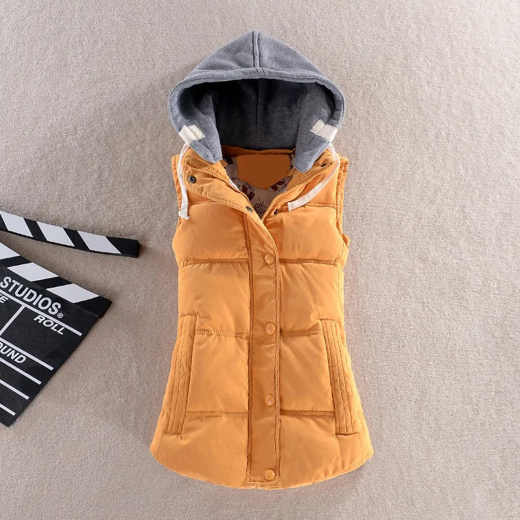 MyNewIn Warm Vest  Autumn Winter Women Casual Sleeveless Hooded Cotton Jacket Coral Velvet Female Coat Large Size 4XL Waistcoat - Image 4
