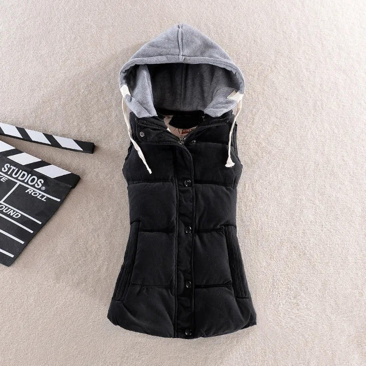 MyNewIn Warm Vest  Autumn Winter Women Casual Sleeveless Hooded Cotton Jacket Coral Velvet Female Coat Large Size 4XL Waistcoat - Image 5