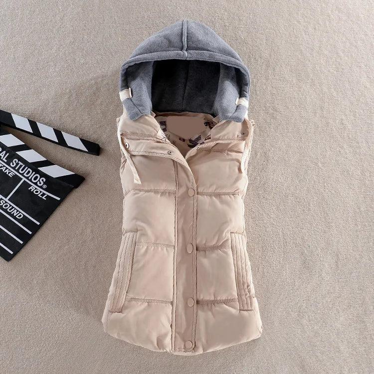 MyNewIn Warm Vest  Autumn Winter Women Casual Sleeveless Hooded Cotton Jacket Coral Velvet Female Coat Large Size 4XL Waistcoat - Image 6
