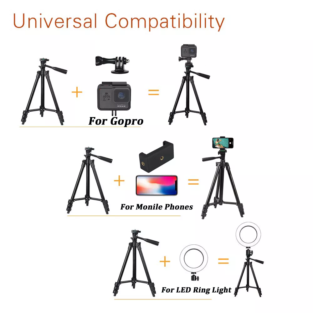NA-3120 Phone Tripod Stand 40inch Universal Photography for Gopro iPhone Samsung Xiaomi Huawei Phone Aluminum Travel Tripode Par - Image 2