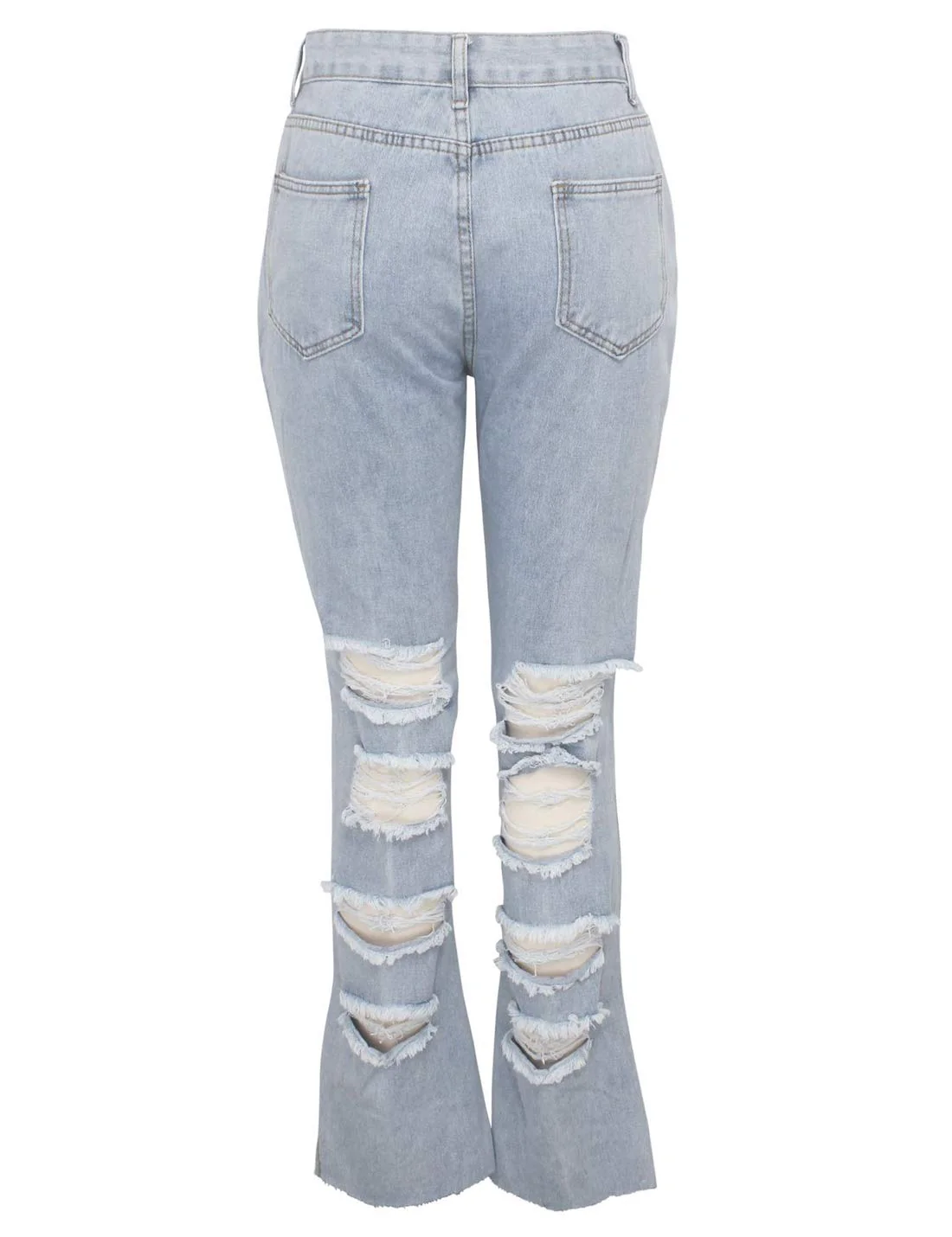 Naliha Women Casual Ripped Jeans Pants High Waisted Baggy Denim Jeggings Trousers Lightblue S - Image 3