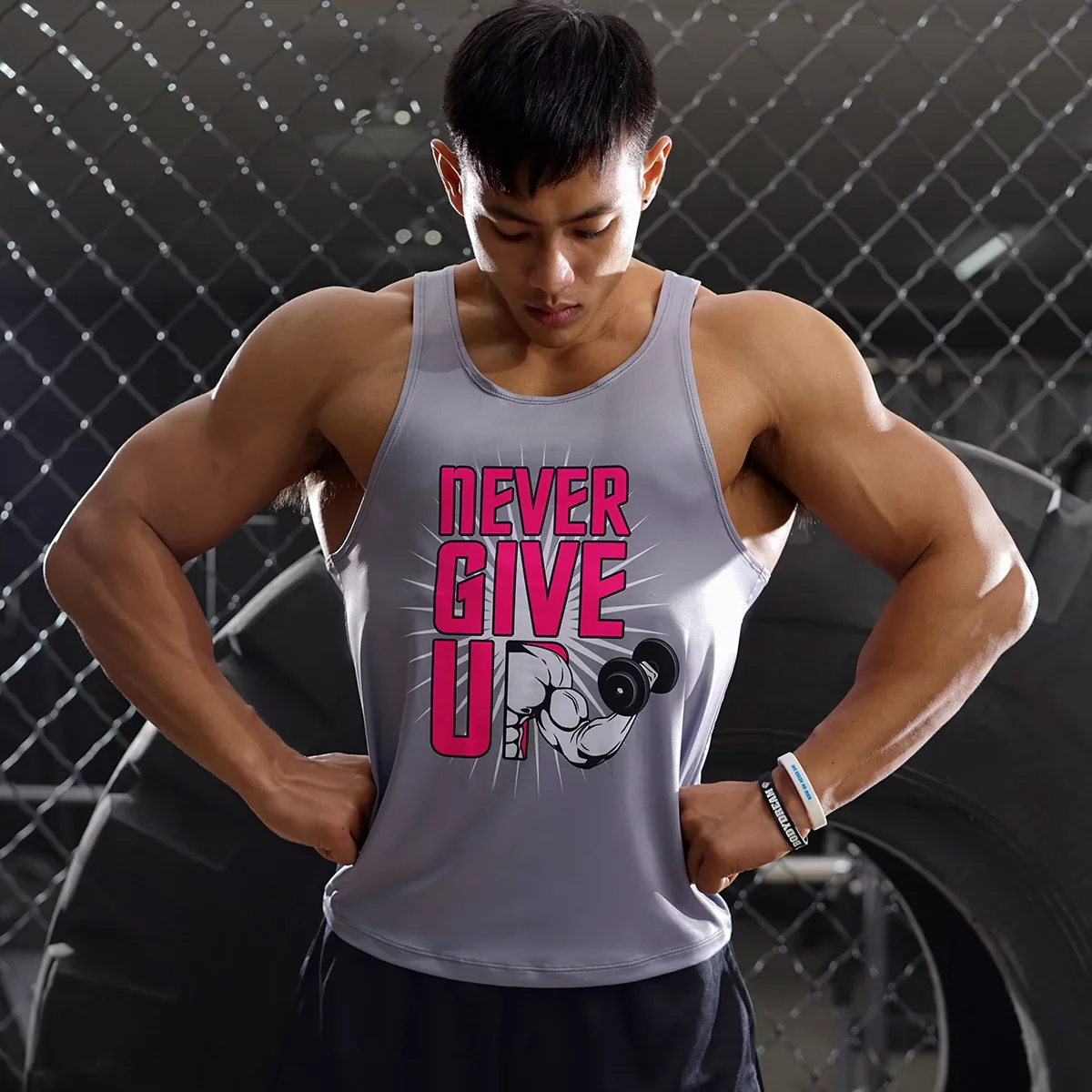 Narrow Shoulder Fashion Print Sleeveless T-shirt I-Shaped Vest - Image 3