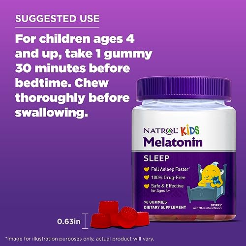 Natrol Kids Melatonin 1mg, Dietary Supplement for Restful Sleep, 90 Berry-Flavored Gummies, 90 Day Supply - Image 3