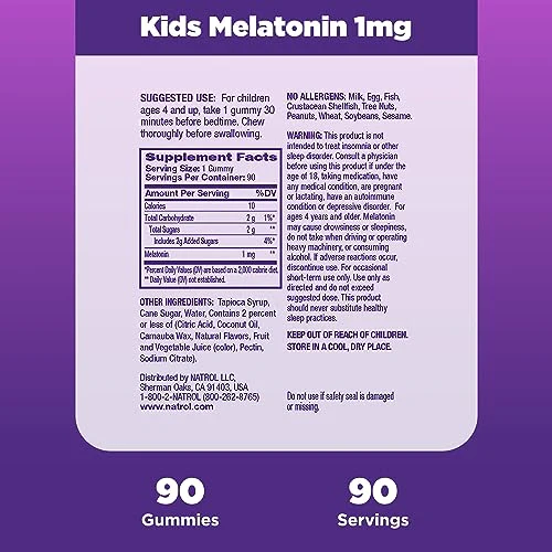 Natrol Kids Melatonin 1mg, Dietary Supplement for Restful Sleep, 90 Berry-Flavored Gummies, 90 Day Supply - Image 4