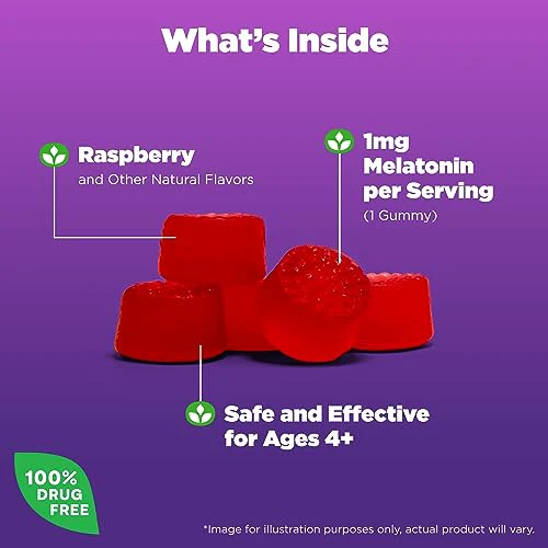 Natrol Kids Melatonin 1mg, Dietary Supplement for Restful Sleep, 90 Berry-Flavored Gummies, 90 Day Supply - Image 7