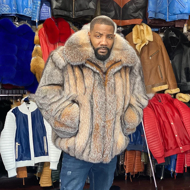 Natural Fox Fur Patchwork Leather Jacket Women Winter Luxury Streetwear Outertwear Genuine Fashion Real Fox Fur Jacket Male - Image 10