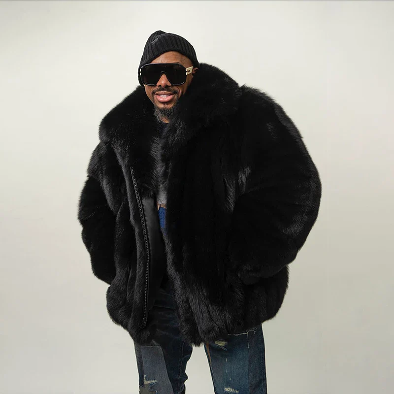 Natural Fox Fur Patchwork Leather Jacket Women Winter Luxury Streetwear Outertwear Genuine Fashion Real Fox Fur Jacket Male - Image 5