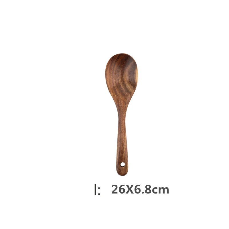 Natural Teak Cooking Spoon Scoop Kitchen Wooden Spatula Non-stick Utensils Set For Cooking With Hanging Hooks Cookware Tool Set - Image 16