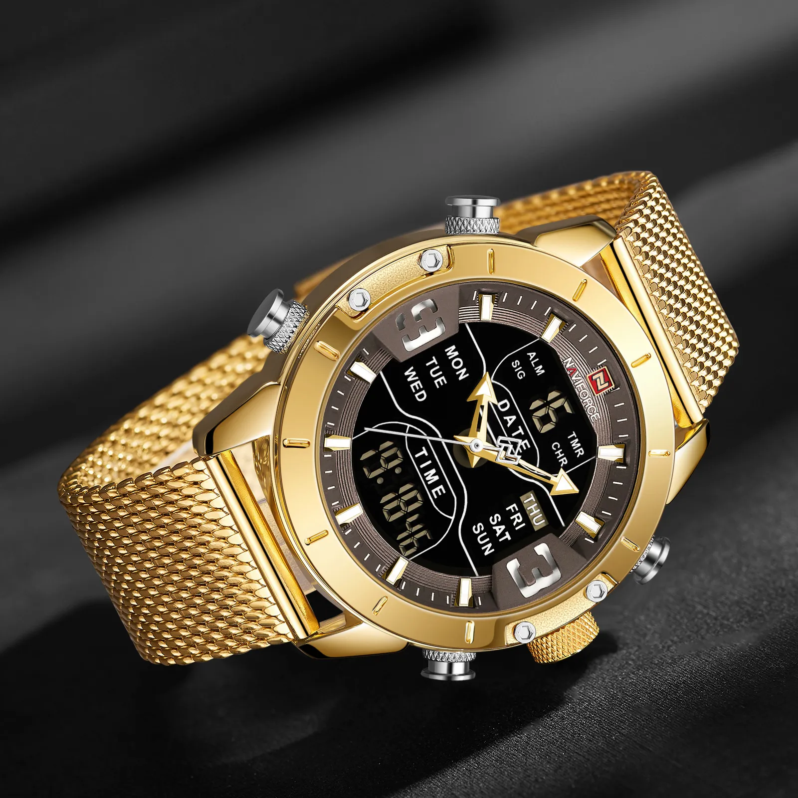 NAVIFORCE Men Watch Top Luxury Brand Man Military Sport Quartz Wrist Watches Stainless Steel LED Digital Clock Relogio Masculino - Image 2