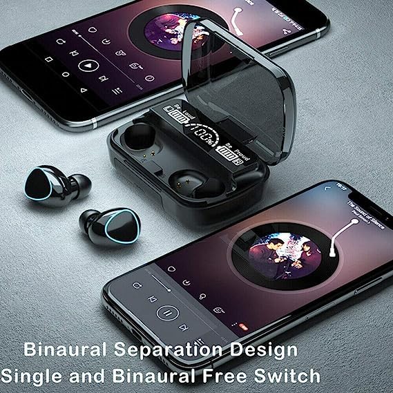 NC TWS Bluetooth 5.1 Earphones 3500mAh Charging Box Wireless Headphone 9D Stereo Sports Waterproof Earbuds Headsets with Microphone (Black-A) (M10) - Image 4