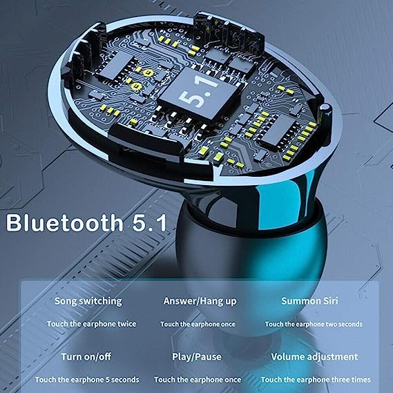 NC TWS Bluetooth 5.1 Earphones 3500mAh Charging Box Wireless Headphone 9D Stereo Sports Waterproof Earbuds Headsets with Microphone (Black-A) (M10) - Image 5