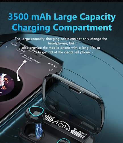 NC TWS Bluetooth 5.1 Earphones 3500mAh Charging Box Wireless Headphone 9D Stereo Sports Waterproof Earbuds Headsets with Microphone (Black-A) (M10) - Image 6