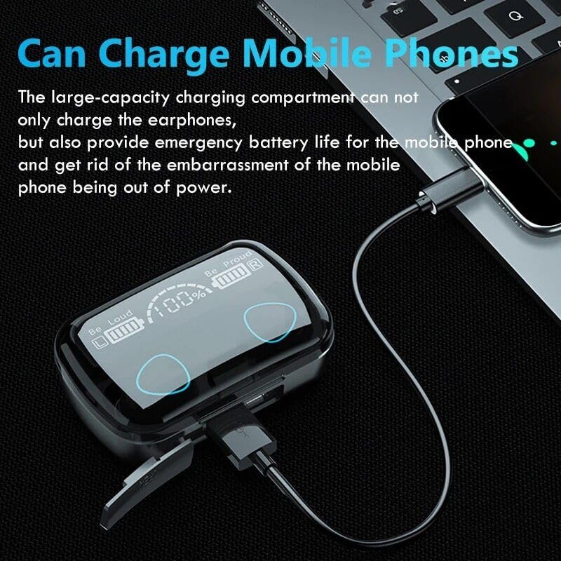 NC TWS Bluetooth 5.1 Earphones 3500mAh Charging Box Wireless Headphone 9D Stereo Sports Waterproof Earbuds Headsets with Microphone (Black-A) (M10) - Image 7