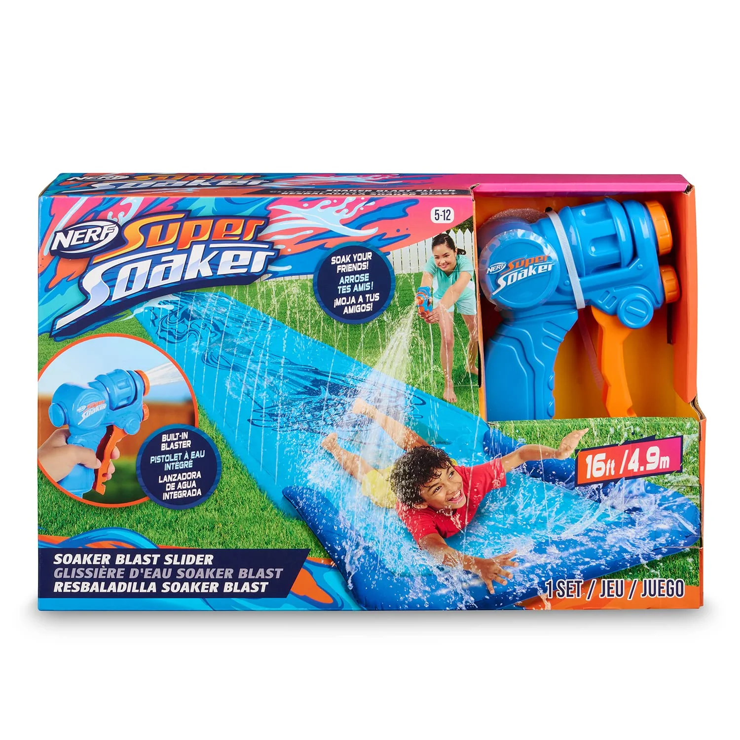 NERF Super Soaker Blast Water Slide – The Ultimate 16 Ft Outdoor Slide for Kids – Includes Extra Water Blaster - Image 2