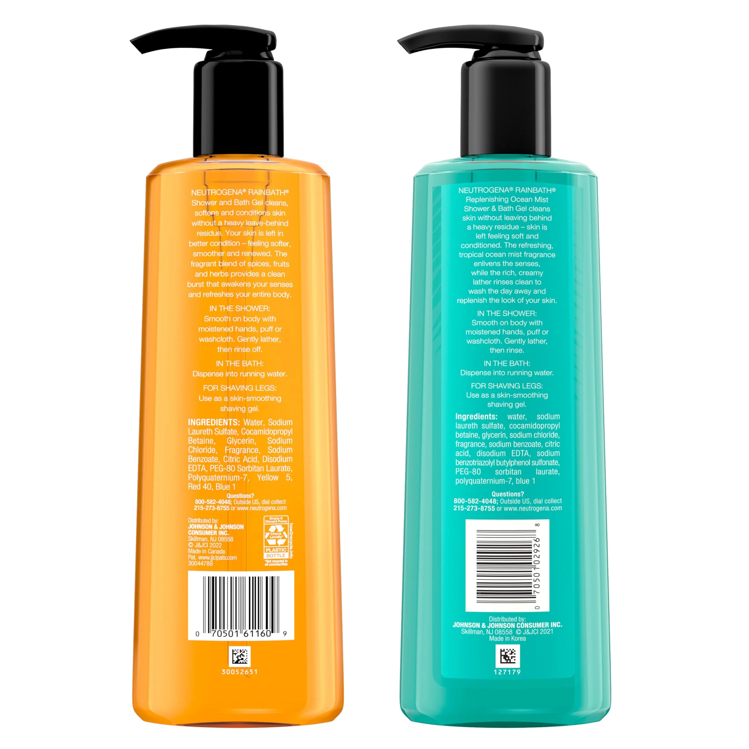 Neutrogena Rainbath Refreshing & Cleansing Shower & Bath Gel, Moisturizing Daily Body Wash & Shaving Gel for Soft Skin, Two Pack Including Ocean Mist & Original Scents, 2 x 16 fl. oz - Image 2