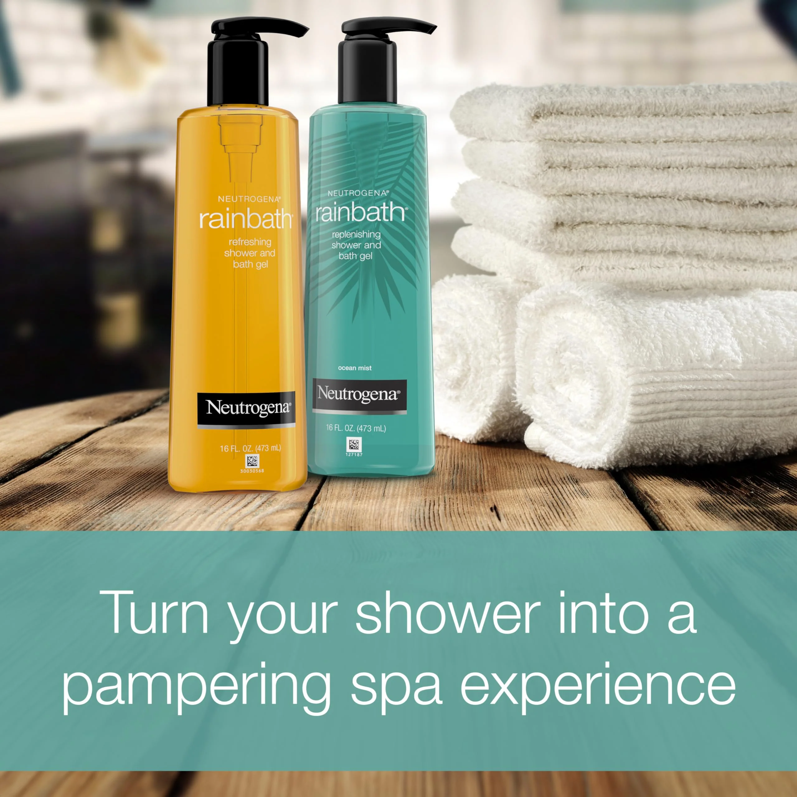Neutrogena Rainbath Refreshing & Cleansing Shower & Bath Gel, Moisturizing Daily Body Wash & Shaving Gel for Soft Skin, Two Pack Including Ocean Mist & Original Scents, 2 x 16 fl. oz - Image 7