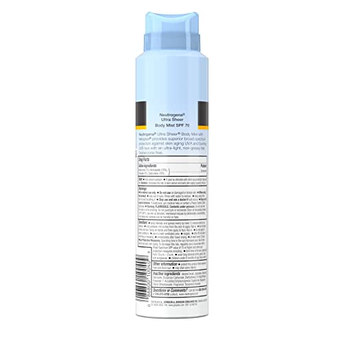 Neutrogena Ultra Sheer Body Mist SPF 70 Sunscreen Spray, Broad Spectrum UVA/UVB Protection, Lightweight, Non-Greasy Water Resistant Body Sunscreen Mist, Non-Comedogenic, 5 oz - Image 2