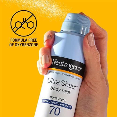 Neutrogena Ultra Sheer Body Mist SPF 70 Sunscreen Spray, Broad Spectrum UVA/UVB Protection, Lightweight, Non-Greasy Water Resistant Body Sunscreen Mist, Non-Comedogenic, 5 oz - Image 4