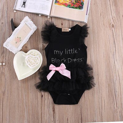 NEW 2020 Newborn Baby Girls Bodysuits Fashion Embroidered Lace My Little Black Dress Letter infant Baby Bodysuit Baby Clothes - Image 5