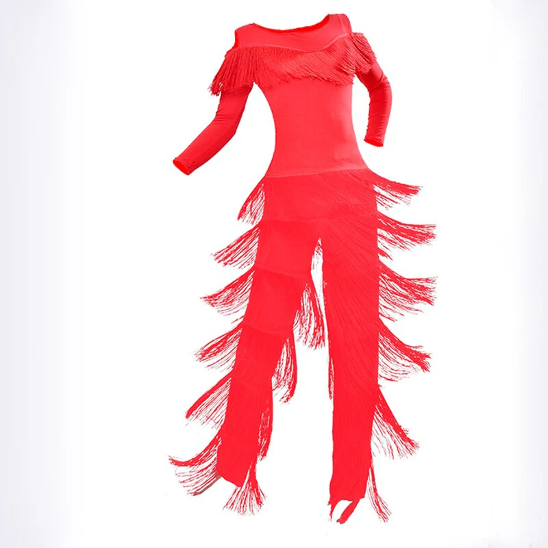 New 2021 Latin Modern Dance Suits Women/girls Sexy Fringes Long Pants Ballroom/tango/rumba/latin Dresses Clothings For Dancer - Image 10