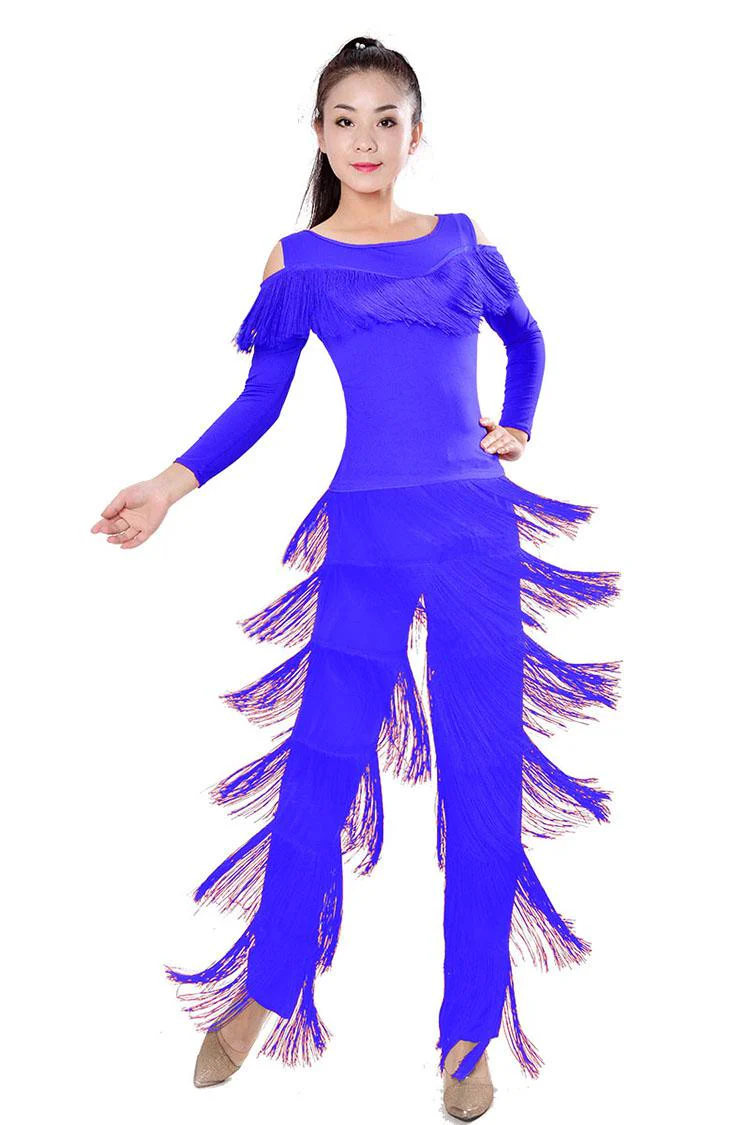 New 2021 Latin Modern Dance Suits Women/girls Sexy Fringes Long Pants Ballroom/tango/rumba/latin Dresses Clothings For Dancer - Image 13