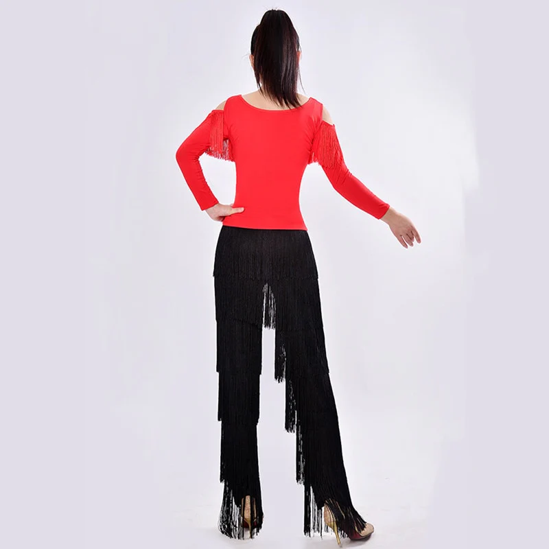 New 2021 Latin Modern Dance Suits Women/girls Sexy Fringes Long Pants Ballroom/tango/rumba/latin Dresses Clothings For Dancer - Image 7