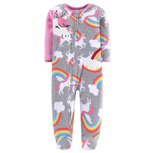 New 2023 Baby Rompers For Girl Clothing Pink Cartoon New Born Baby Clothes One Pieces Pajamas Fleece Newborn Jumpsuit Costume - Image 3