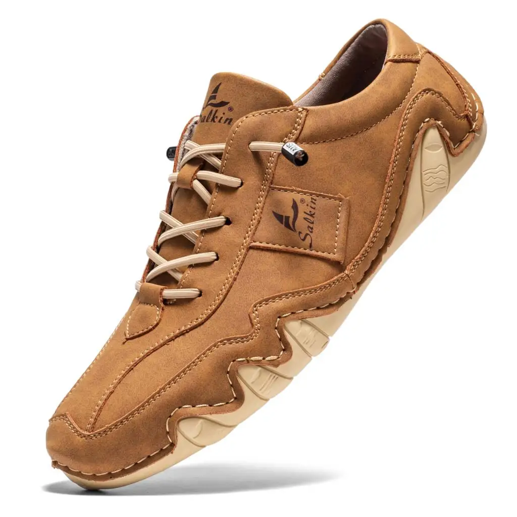 New 2024 Fashion Handmade Leather Casual Men Shoes Design Fall Sneakers Man Loafers Breathable Soft Flat Shoes Driving Shoes - Image 5