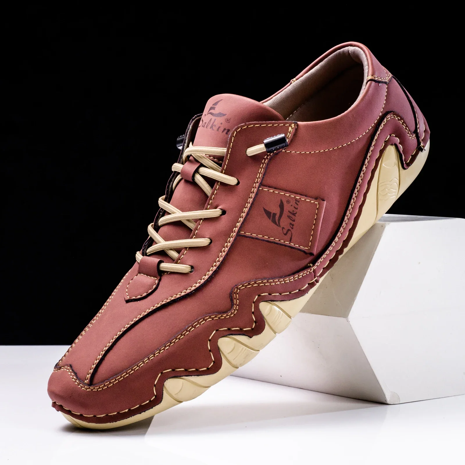 New 2024 Fashion Handmade Leather Casual Men Shoes Design Fall Sneakers Man Loafers Breathable Soft Flat Shoes Driving Shoes - Image 6