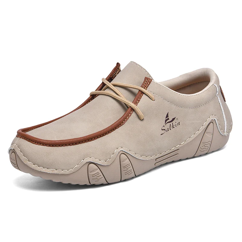 New 2024 Fashion Handmade Leather Casual Men Shoes Design Sneakers Man Loafers Breathable Low Top Flat Shoes Driving Plus Size - Image 13