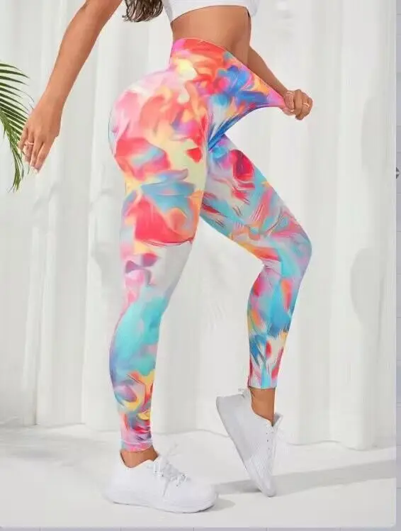 New 3D Print Tie Dye Sports Pants Women Seamless Leggings High Waist Fitness Push Up Leggings Gym Clothing Workout Tights - Image 33