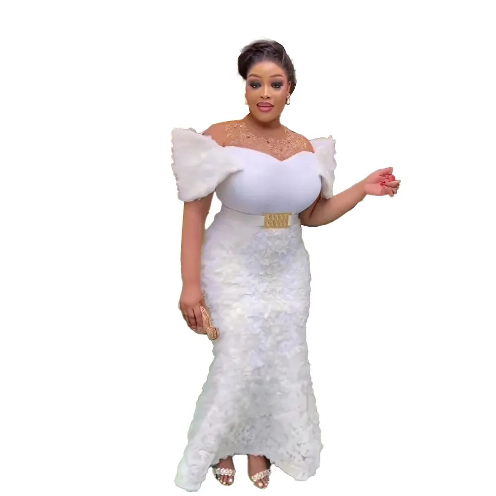 New african dresses for woman Mesh 3D embroidery Africa dress rhinestone sequin belt elegant evening dresses for women luxury - Image 12