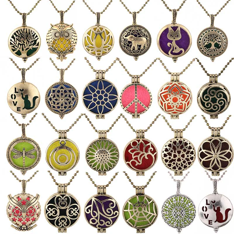 New Aroma Kaleidoscope Retro Necklace Antique Locket Pendant Magnetic Perfume Essential Oil Diffuser Locket Aromatherapy Jewelry - Image 45
