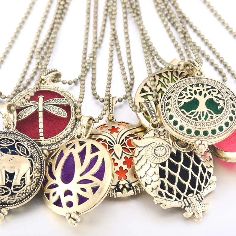 New Aroma Kaleidoscope Retro Necklace Antique Locket Pendant Magnetic Perfume Essential Oil Diffuser Locket Aromatherapy Jewelry - Image 46
