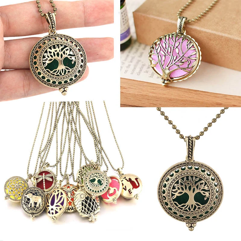 New Aroma Kaleidoscope Retro Necklace Antique Locket Pendant Magnetic Perfume Essential Oil Diffuser Locket Aromatherapy Jewelry - Image 47