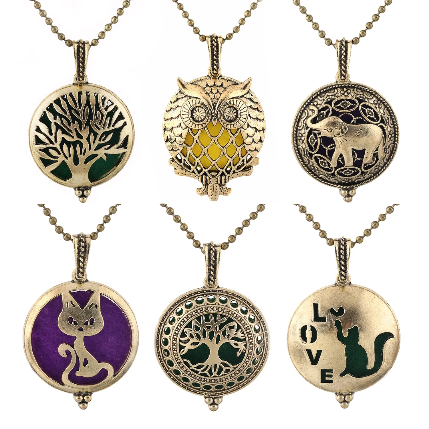 New Aroma Kaleidoscope Retro Necklace Antique Locket Pendant Magnetic Perfume Essential Oil Diffuser Locket Aromatherapy Jewelry - Image 49